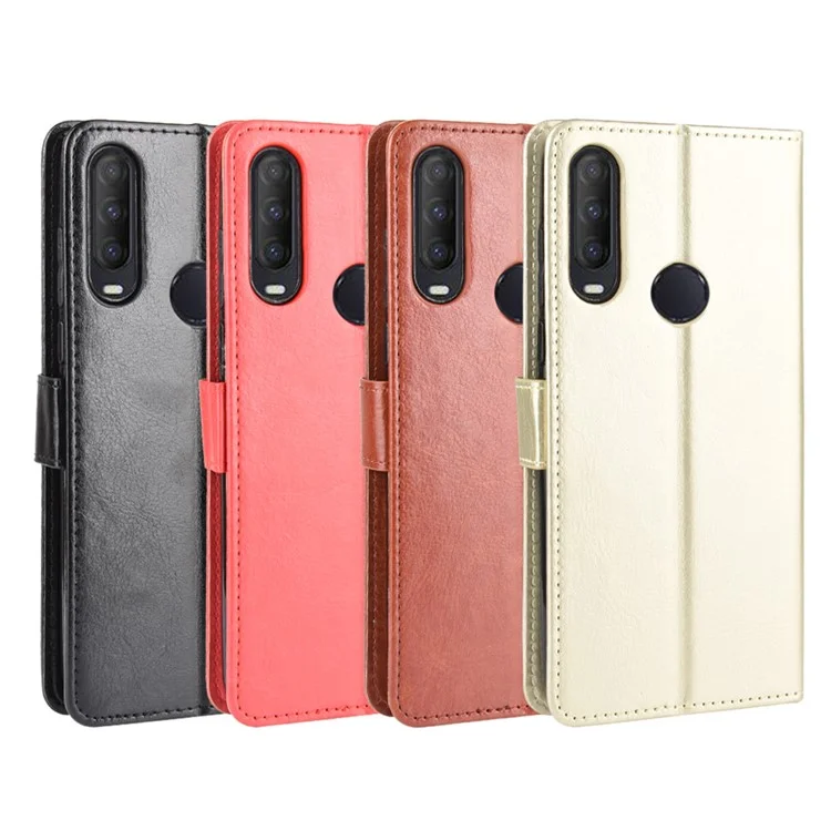 Portafoglio Crazy Horse in Pelle Custodia a Libro per Alcatel 1SE (2020) - Nero