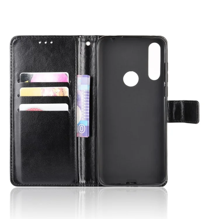 Portafoglio Crazy Horse in Pelle Custodia a Libro per Alcatel 1SE (2020) - Nero