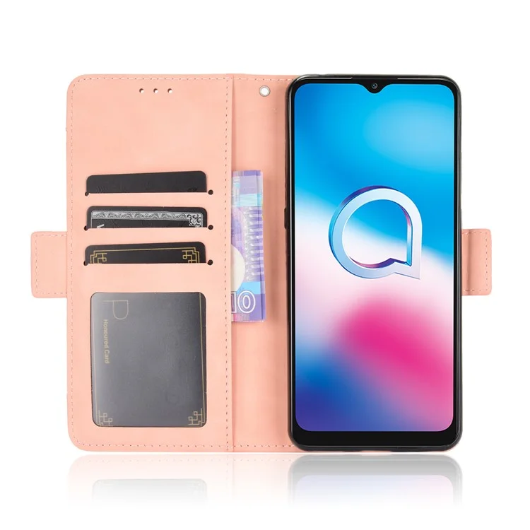 Multiple Card Slots Wallet Case Stand Leder Shell Für Alcatel 3x (2020) - Rosa