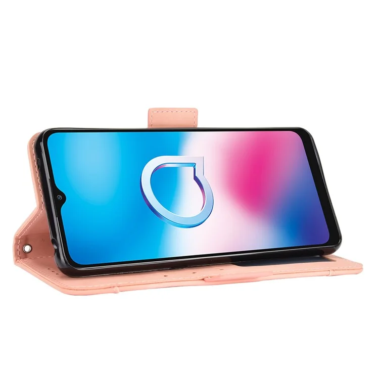 Multiple Card Slots Wallet Case Stand Leder Shell Für Alcatel 3x (2020) - Rosa