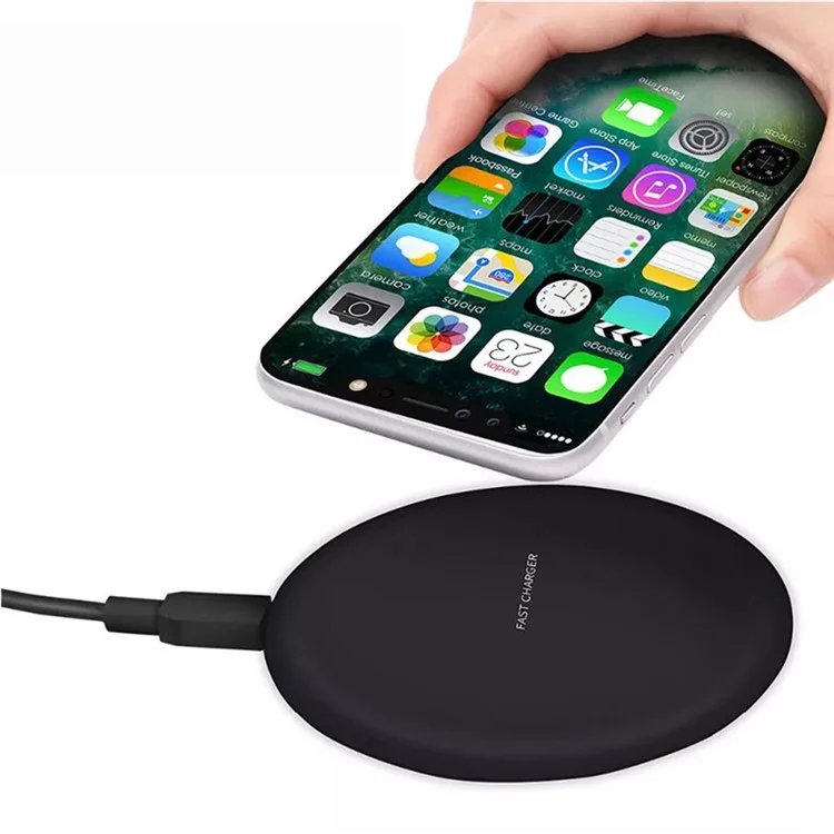 KC-N5 Qi Wireless Phone Charger Cradle Super Slim 10W Fast Charging Pad for Smartphone - Black