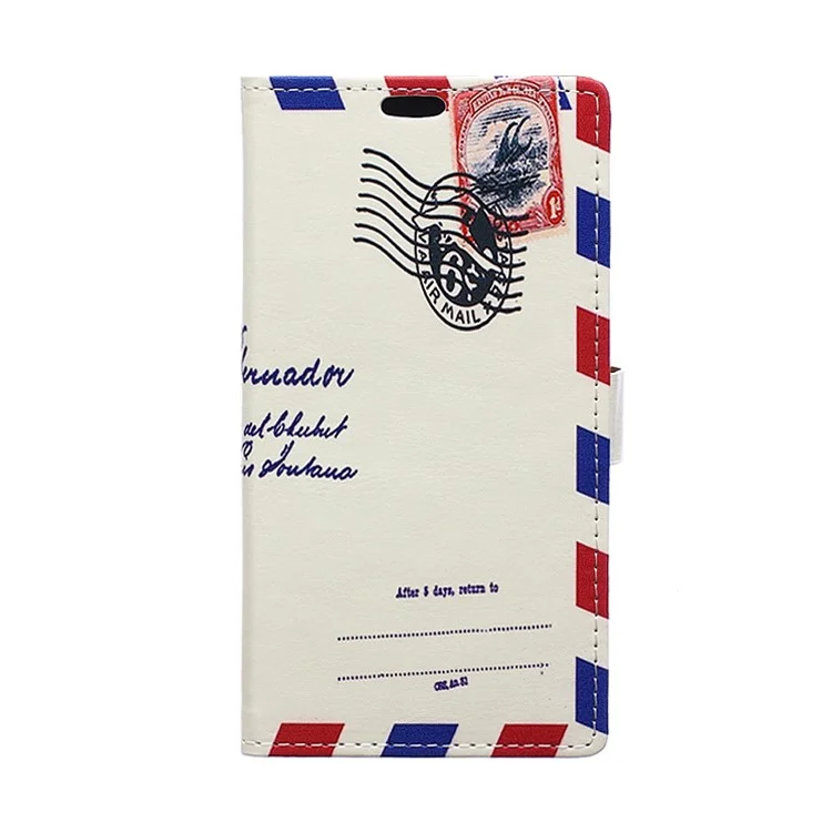 Magnetic Leather Card Holder Case for Alcatel One Touch Pixi First - Retro Postmark