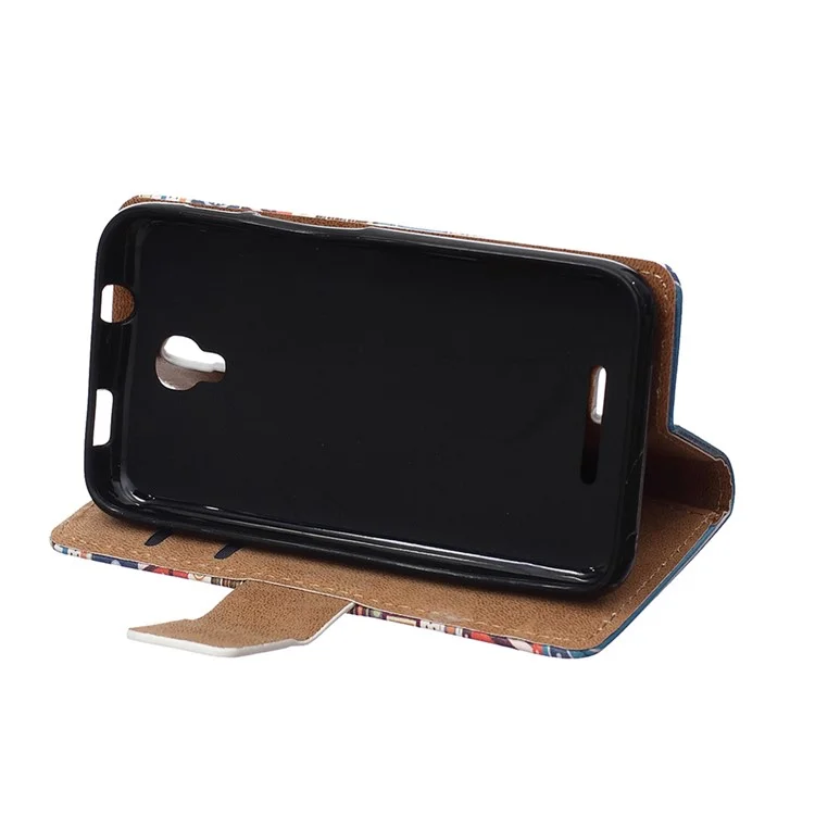 Magnetic Leather Card Holder Case for Alcatel One Touch Pixi First - Retro Postmark