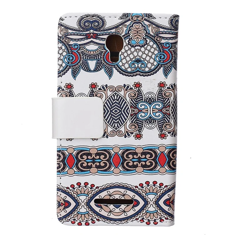 Stand Leather Wallet Case for Alcatel One Touch Pixi First - Arabic Floral Pattern
