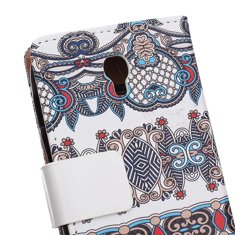 Stand Leather Wallet Case for Alcatel One Touch Pixi First - Arabic Floral Pattern