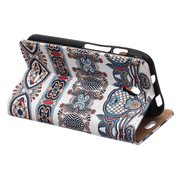 Stand Leather Wallet Case for Alcatel One Touch Pixi First - Arabic Floral Pattern