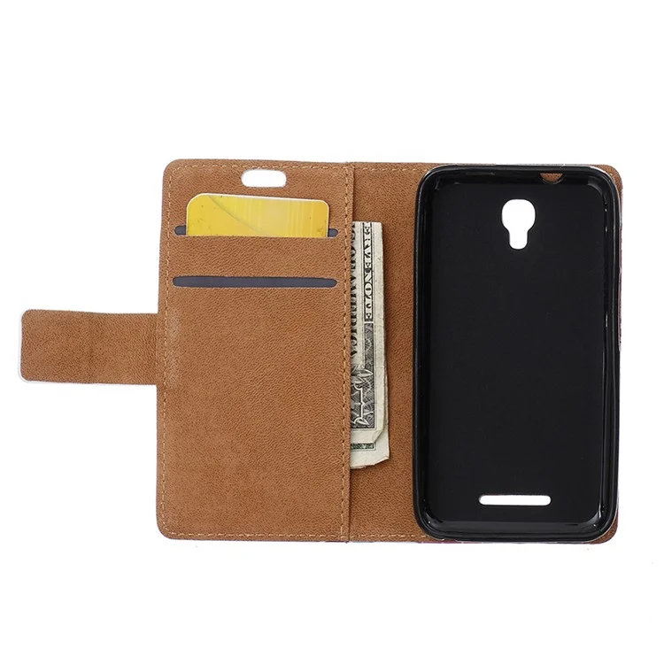 Stand Leather Wallet Case for Alcatel One Touch Pixi First - Arabic Floral Pattern