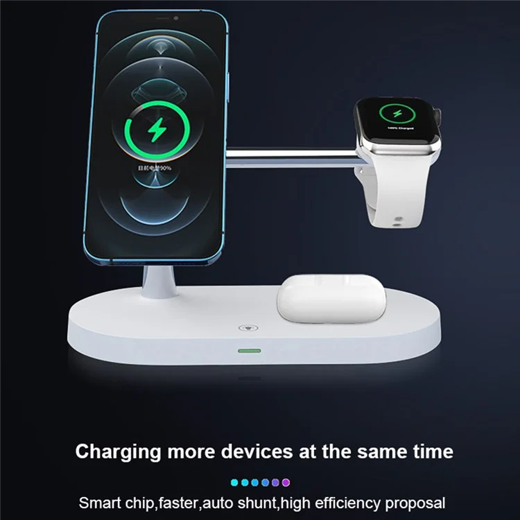 5 in 1 Magnetic Wireless Charger for iPhone 12 Pro Max Apple Watch AirPods Fast Charging Dock Station - White