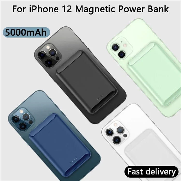 5000mAh Magnetic Wireless Charging External Battery Charger for iPhone 12/mini/Pro Max Magsafe Power Bank - Dark Blue