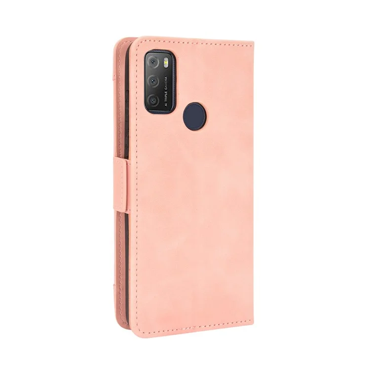 Leather Wallet Protective Case with Multiple Card Slots for Alcatel 3L (2021) / Alcatel 1S (2021) - Pink