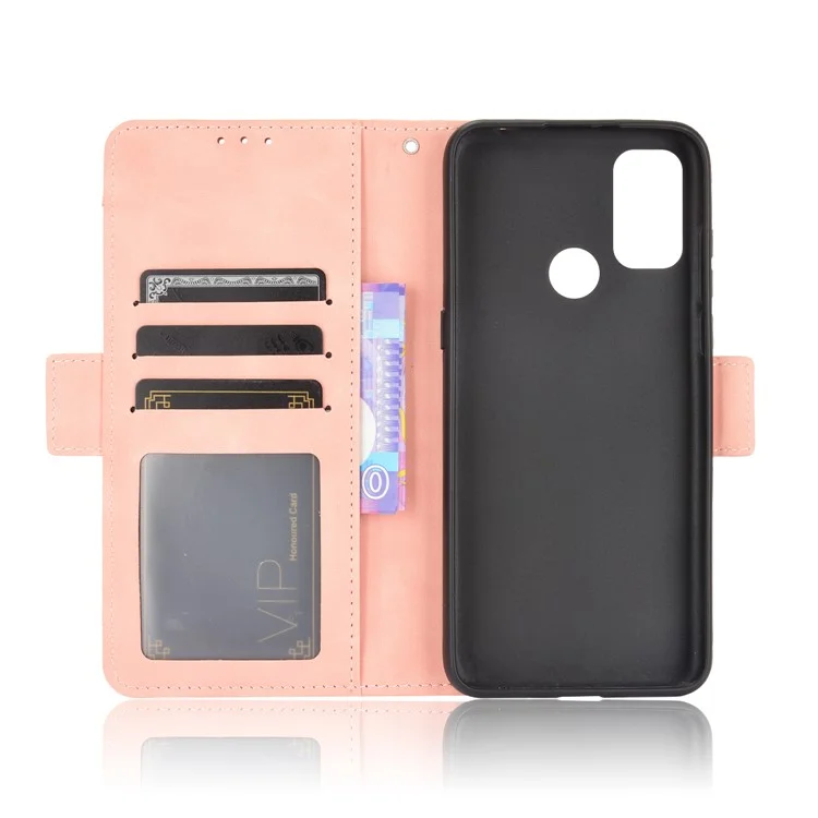 Leather Wallet Protective Case with Multiple Card Slots for Alcatel 3L (2021) / Alcatel 1S (2021) - Pink