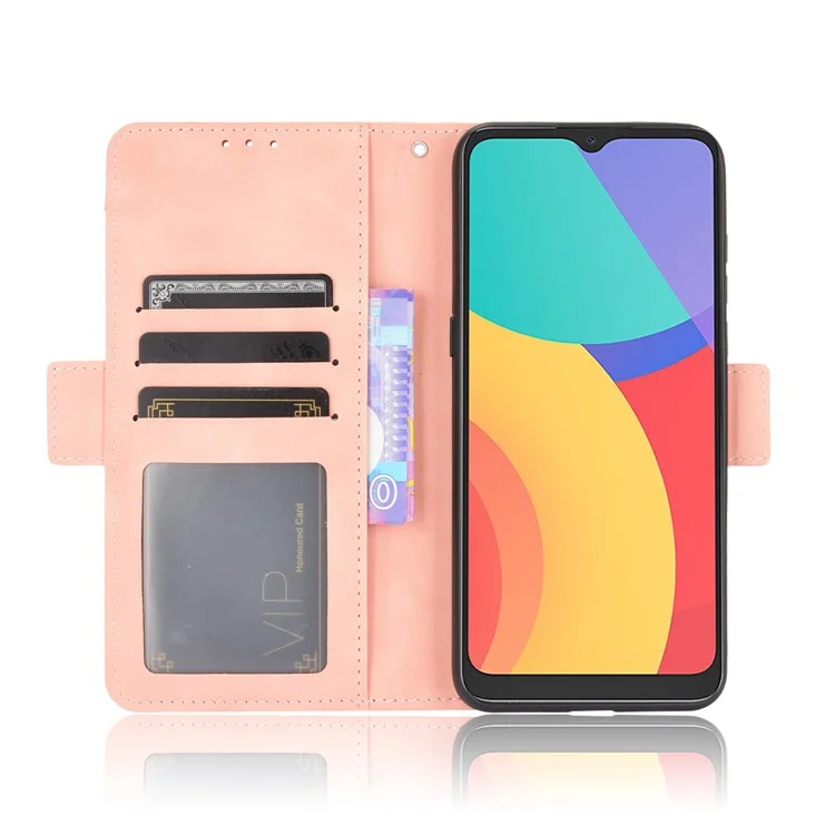 Leather Wallet Protective Case with Multiple Card Slots for Alcatel 3L (2021) / Alcatel 1S (2021) - Pink