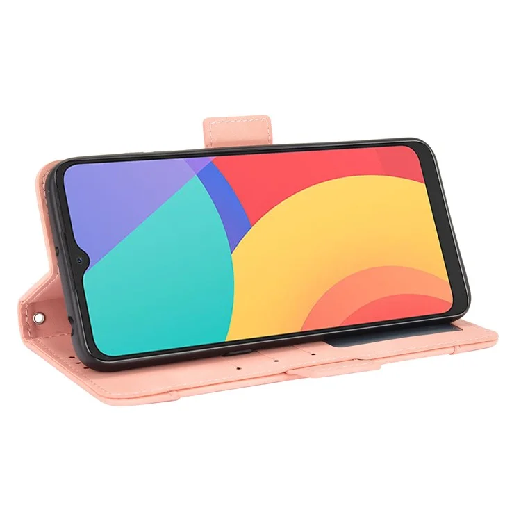 Leather Wallet Protective Case with Multiple Card Slots for Alcatel 3L (2021) / Alcatel 1S (2021) - Pink