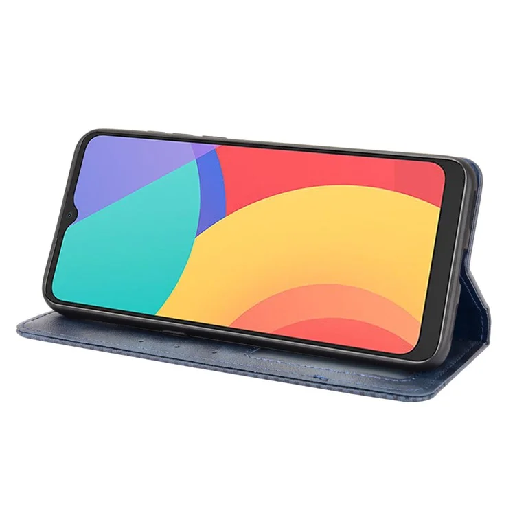 Magnetic Vintage Style Phone Case Wallet Stand Leather Cover for Alcatel 3L(2021) / 1S (2021) - Blue
