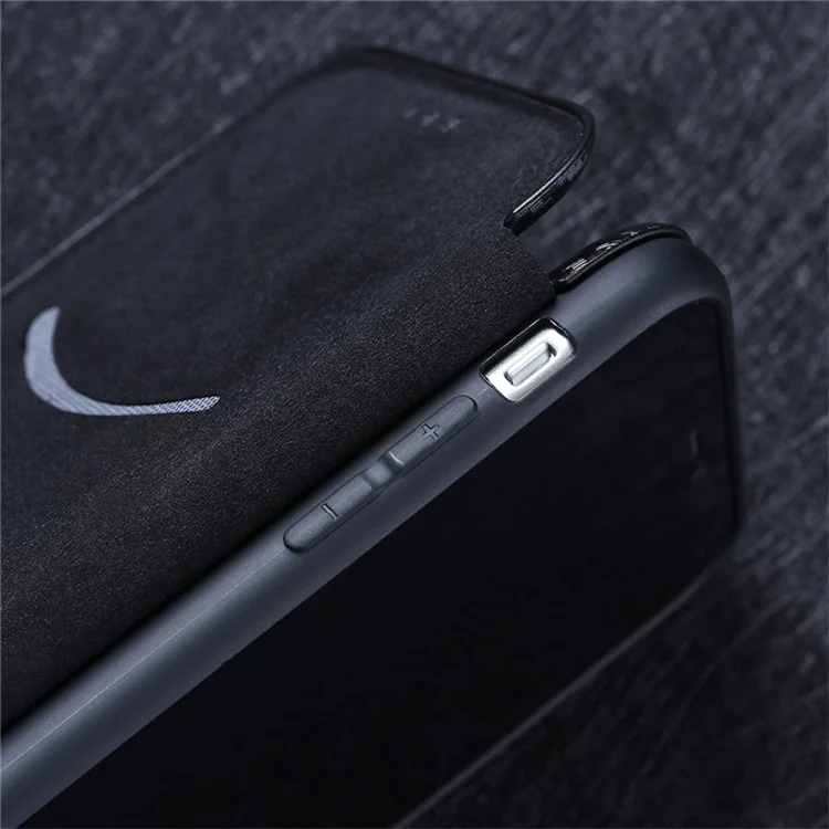 Capa de Couro com Textura de Fibra de Carbono e Suporte de Absorção Automática com Porta-cartões para Alcatel 1S (2021) - Preto