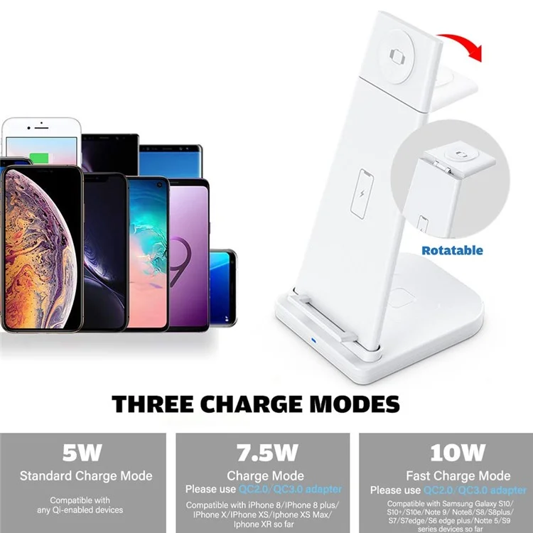 B12 Phone Smartwatch Bluetooth-compatible Earphone Wireless Charger Stand 3 in 1 Fast Charging Station - Black / for Samsung Watch