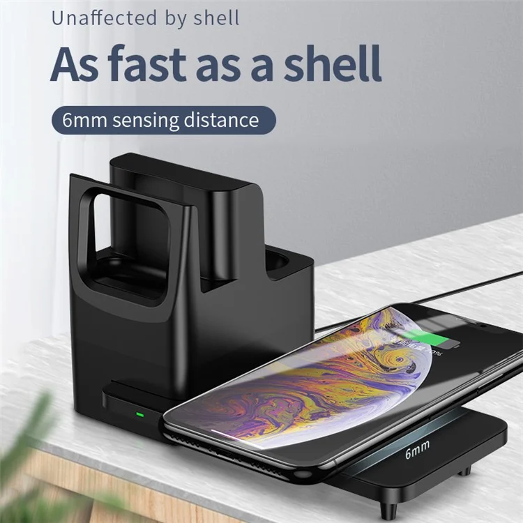 N31 3 em 1 Charger Sem Fio Charging Dock Station Para Iphone Samsung Apple Watch - Preto