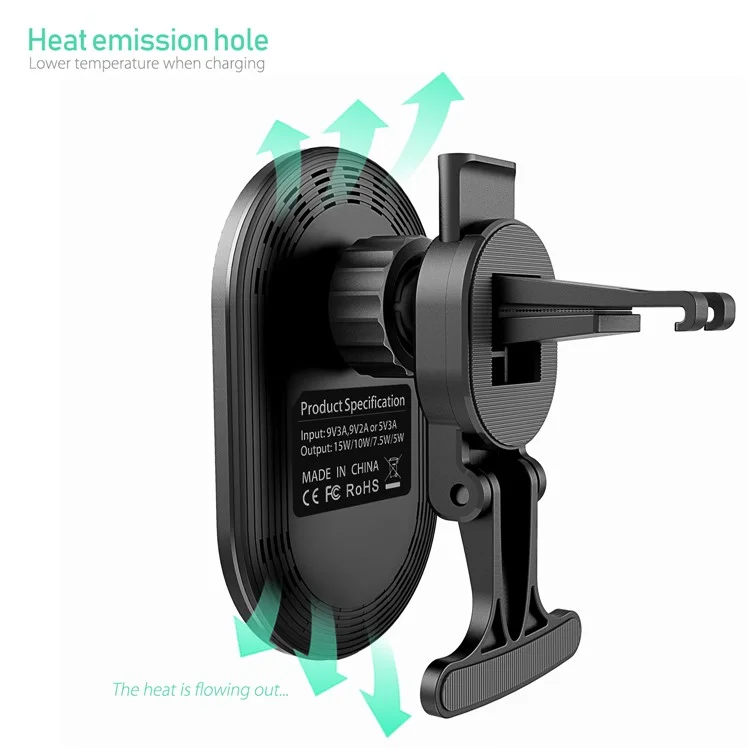 EP08 Magnetin Voir Véhicule Air Sort de Temps Mobile Chargeur Mobile Sellement - le Noir