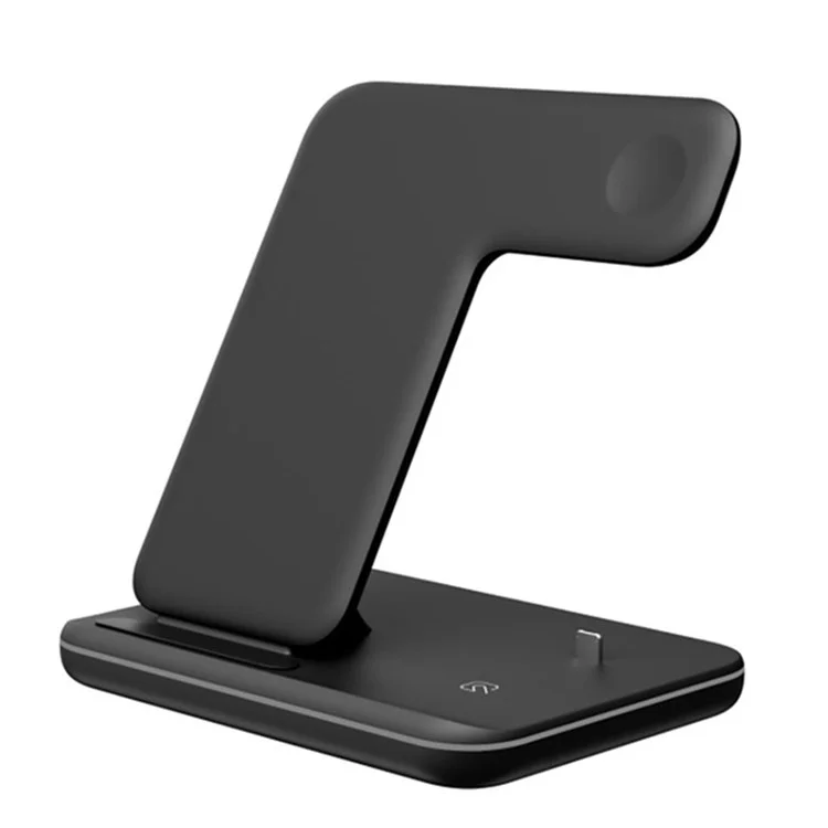 Z5 Actualizado 3-en-1 15W Charger Inalámbrico Qi Dock Fast Carging Stand Dock Para Iphone Android Iwatch AirPods - Negro