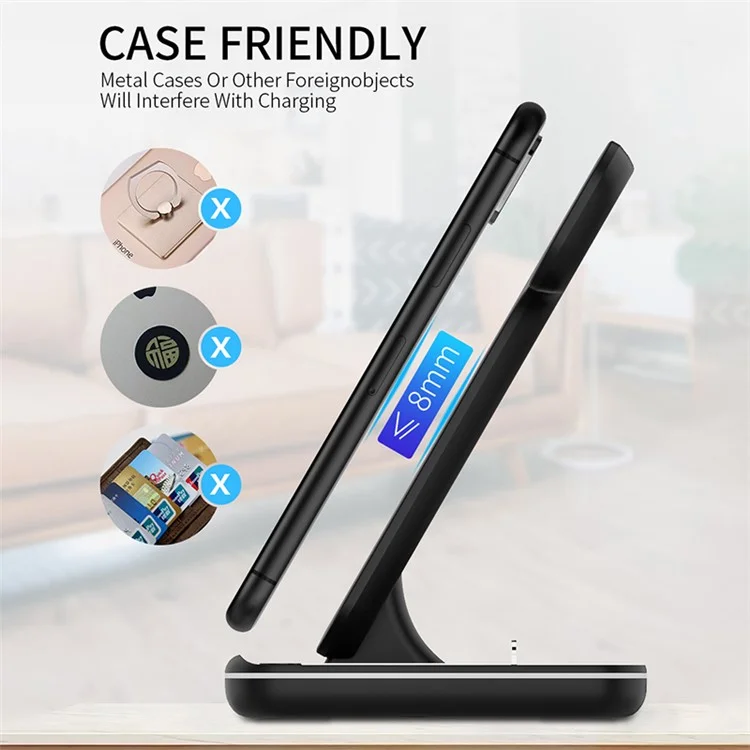 Chargeur sans fil 3 en 1 15 W Z5 Upgraded Qi Charge rapide pour iPhone Android iWatch AirPods - Noir