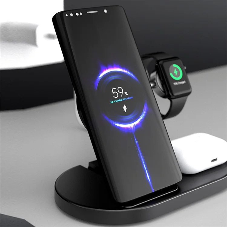 S20 4-in-1 Folding 15W Magnetic Wireless Charger Night Light Desktop Wireless Charging Stand Dock for iPhone iWatch AirPods - White