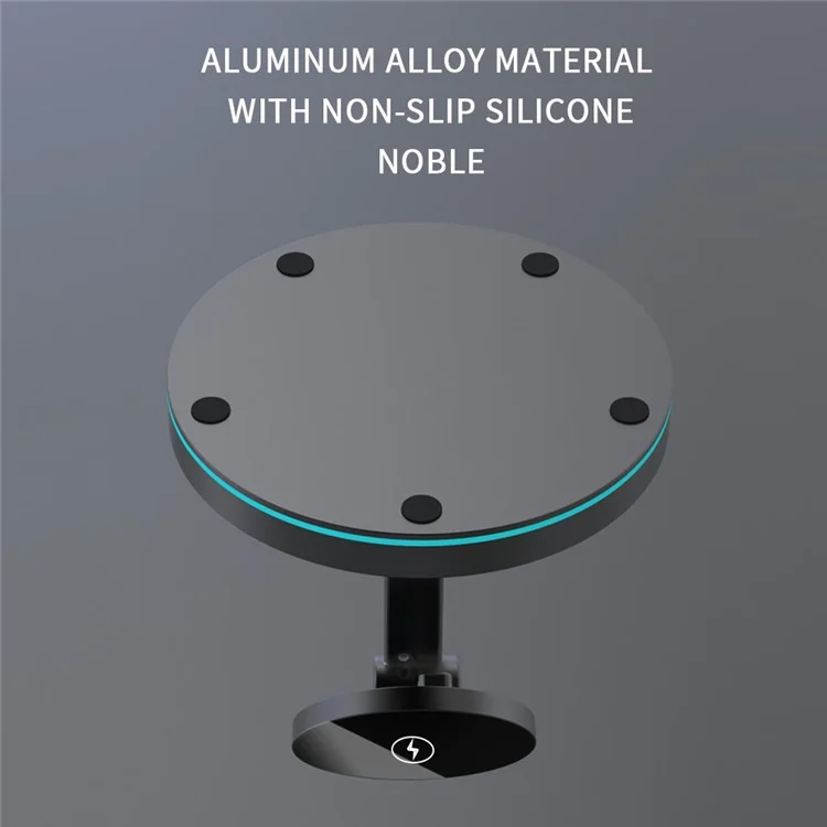 Y21 Folding Magnetic Wireless Charger 15W Fast Charging Stand Holder with LED Ambient Light for Earphones/Smart Phones - Black