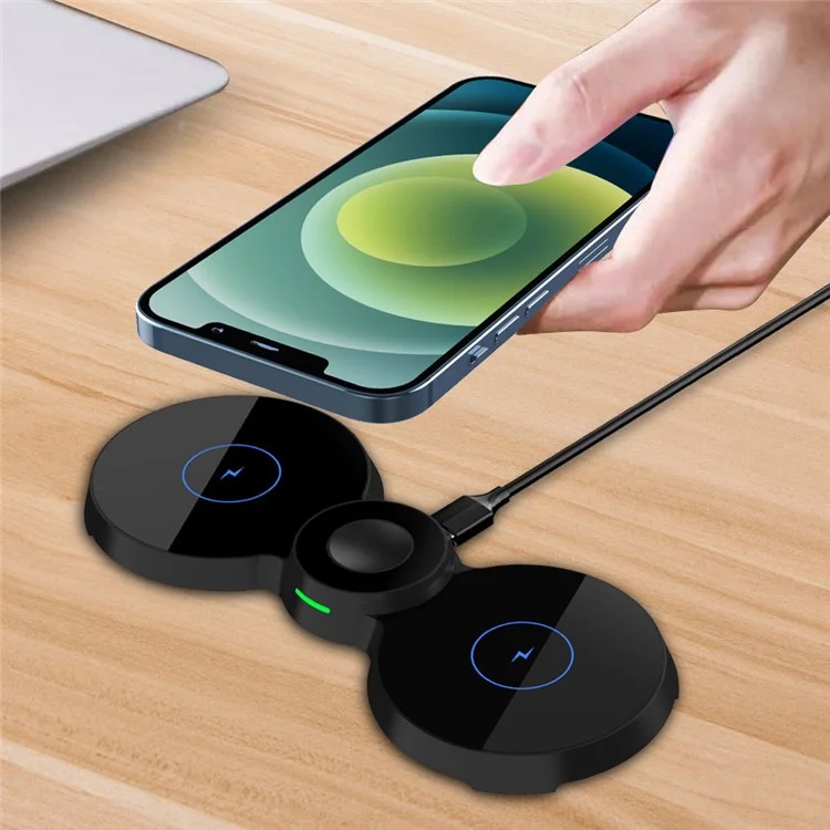 H20 3 em 1 15W Charger Sem Fio Charging Pad Station Station Para Smartphone/relógio Inteligente/fone de Ouvido