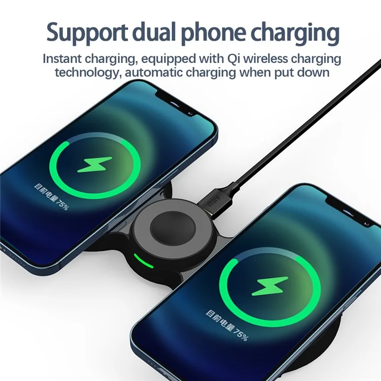 H20 3 em 1 15W Charger Sem Fio Charging Pad Station Station Para Smartphone/relógio Inteligente/fone de Ouvido