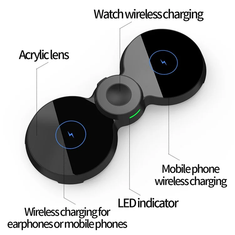 H20 3 em 1 15W Charger Sem Fio Charging Pad Station Station Para Smartphone/relógio Inteligente/fone de Ouvido