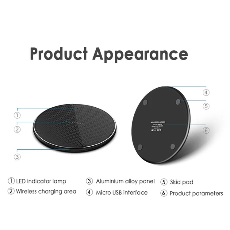 Q25 10W Fast Wireless Charger Qi Smart Lightweight Portable Portable Station Для Серии Iphone - Красный