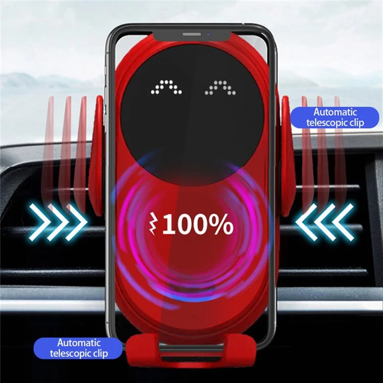 S11 Infrared Induction Wireless Fast Charger 360-degree Rotating Charging Station with Air Vent Phone Mount Holder for Mobile Phones - Black