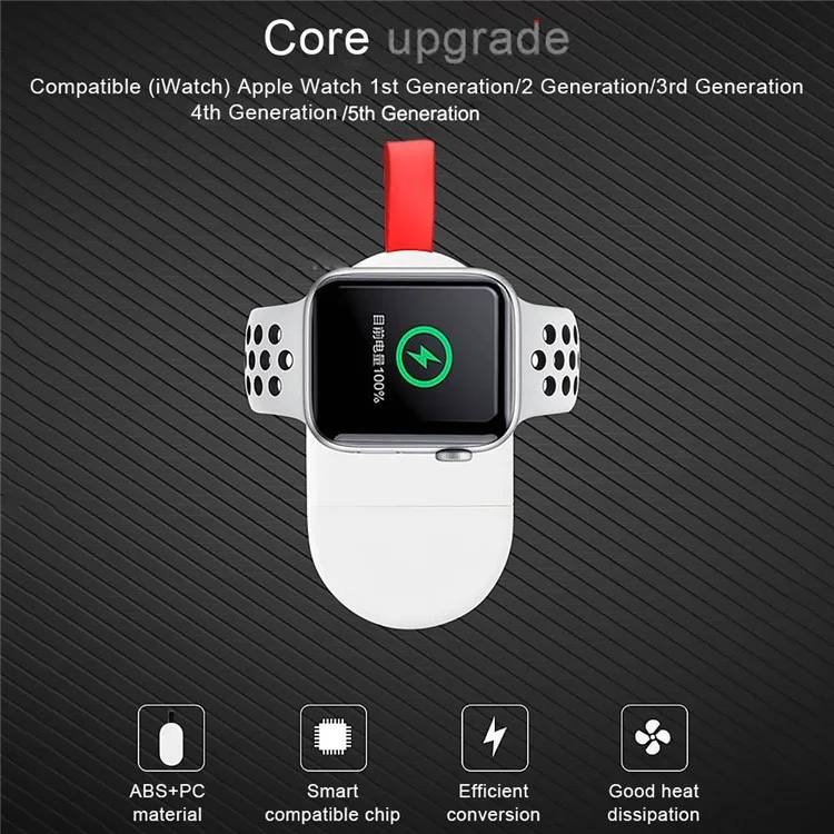 D3 Portable USB Wireless Charger Smart Watch Charging Dock for Apple Watch - White