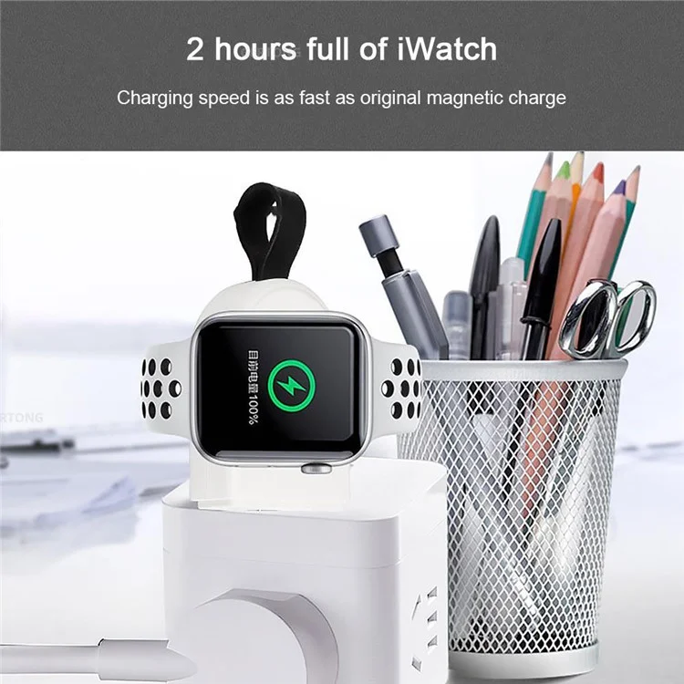 D3 Portable USB Wireless Charger Smart Watch Charging Dock for Apple Watch - White