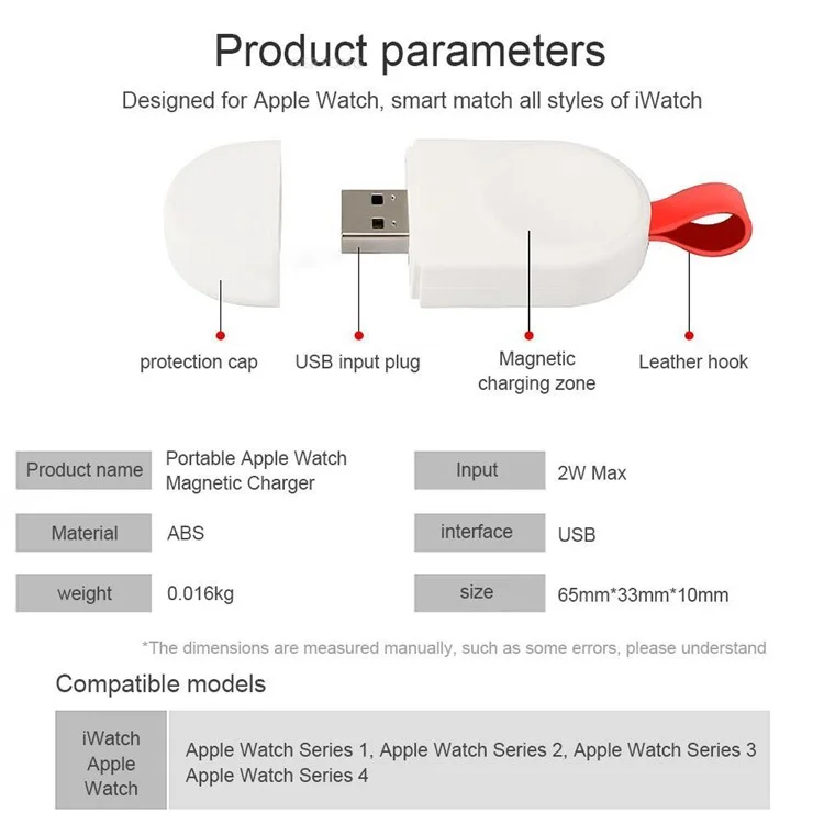 A3 Tragbarer USB -ladegerät Smart Watch Ladedock Für Apple Watch - Weiß