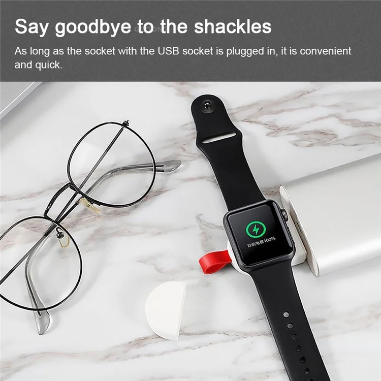 D3 Portable USB Wireless Charger Smart Watch Charging Dock for Apple Watch - White