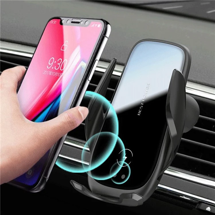 M11 15W Car Mobile Phone Wireless Charger 360-degree Rotating Car Mount Dashboard/Air Vent Phone Mount Holder Charger for iPhone 12/8/X/XS/Samsung S9/S9+/S8