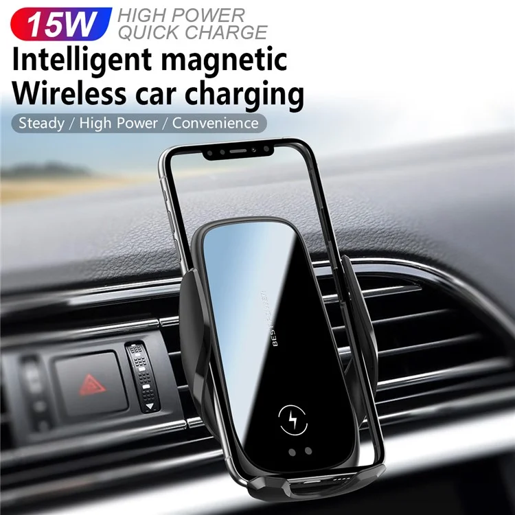 M11 15W Car Mobile Phone Wireless Charger 360-degree Rotating Car Mount Dashboard/Air Vent Phone Mount Holder Charger for iPhone 12/8/X/XS/Samsung S9/S9+/S8