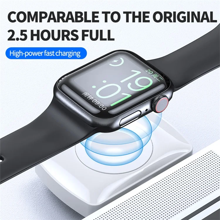 JJT-997 2 en 1 Reloj Tipo de Cargador Inalámbrico c Mock de Carga Inalámbrica de Doble Cara Para Apple Watch 1-7/SE Serie/airpods 2/3/Pro - Negro