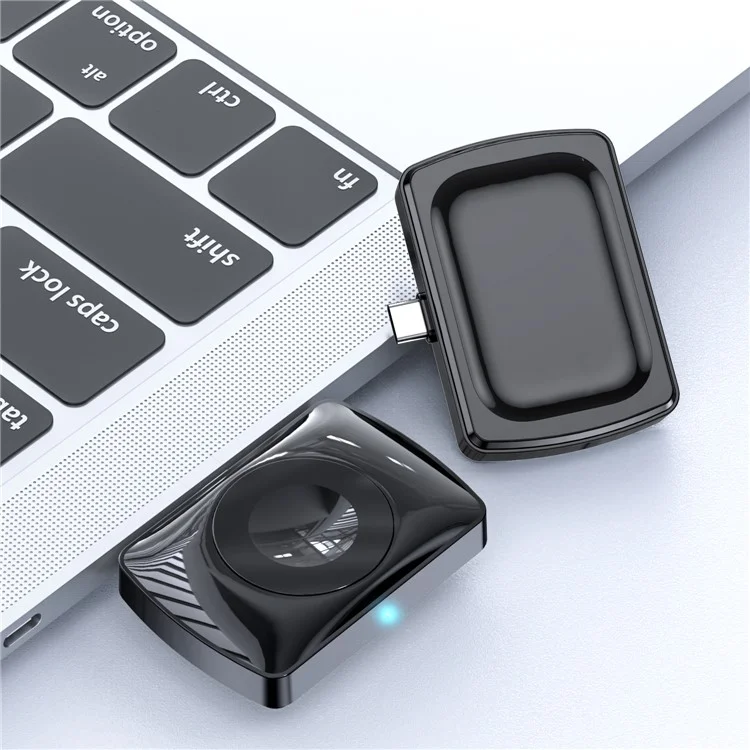 JJT-997 2 em 1 Assista a Wireless Charger Tipo c Dock de Carregamento Sem Fio de Dupla Face Para Apple Watch 1-7/SE Série/airpods 2/3/Pro - Preto