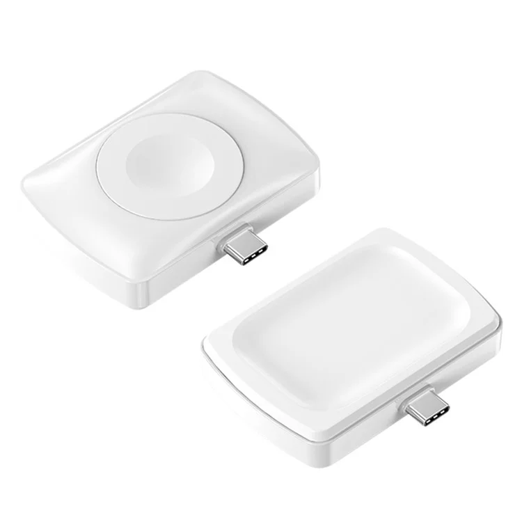 JJT-997 2 in 1 Watch Wireless Charger Type-C Double-Sided Wireless Charging Dock for Apple Watch 1-7 / SE Series / AirPods 2 / 3 / Pro - White