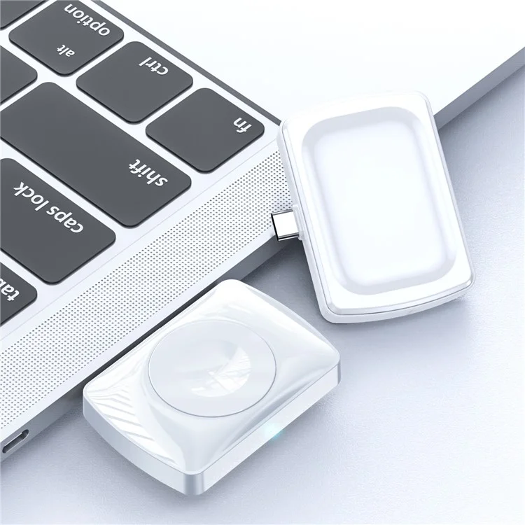 JJT-997 2 in 1 Watch Wireless Charger Type-C Double-Sided Wireless Charging Dock for Apple Watch 1-7 / SE Series / AirPods 2 / 3 / Pro - White