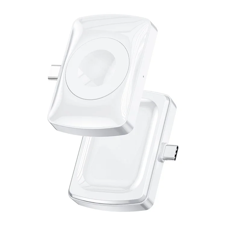 JJT-997 2 in 1 Watch Wireless Charger Type-C Double-Sided Wireless Charging Dock for Apple Watch 1-7 / SE Series / AirPods 2 / 3 / Pro - White