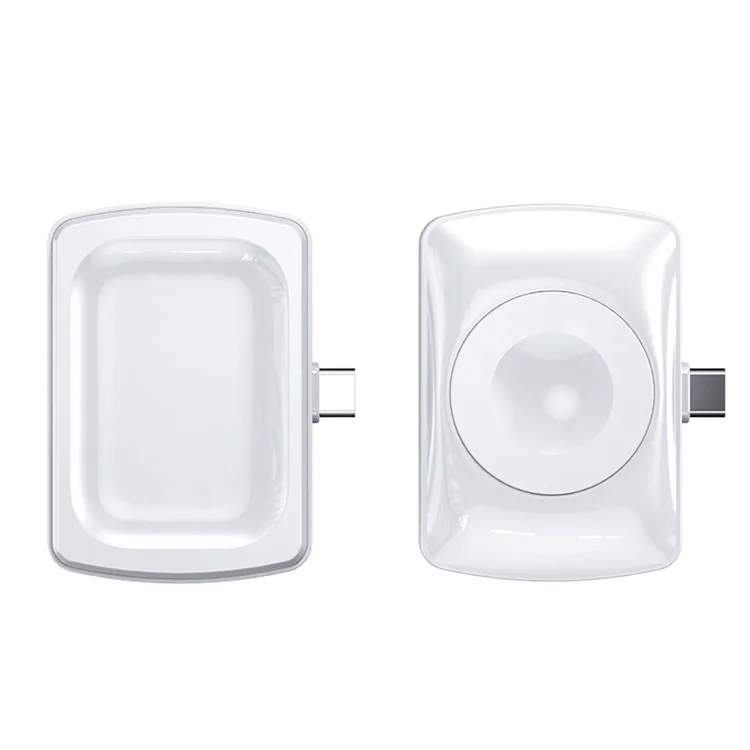 JJT-997 2 in 1 Watch Wireless Charger Type-C Double-Sided Wireless Charging Dock for Apple Watch 1-7 / SE Series / AirPods 2 / 3 / Pro - White