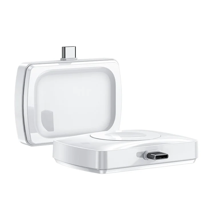 JJT-997 2 in 1 Watch Wireless Charger Type-C Double-Sided Wireless Charging Dock for Apple Watch 1-7 / SE Series / AirPods 2 / 3 / Pro - White