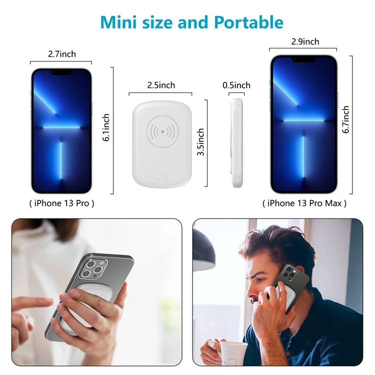 K-02 Tragbarer 10000-mah Magnetic Power Bank 15W Schnelles Telefon Wireless Ladegerät Externe Akku-batterie-pack-unterstützung Zwei-wege-ladevorgang Für Iphone 12 / 13 Serie - Weiß