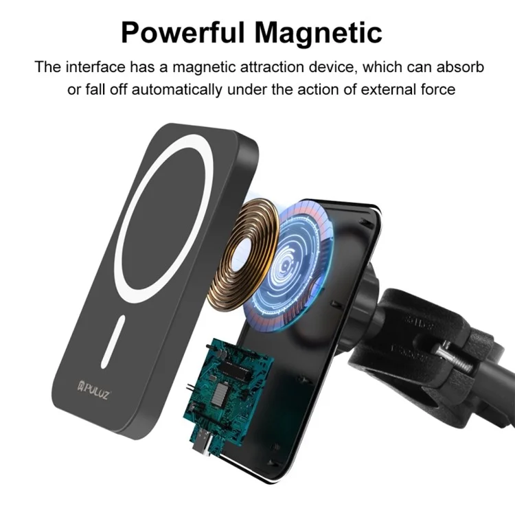 PULUZ PU605B 15W Magnétique qi Chargeur Sans Wires
