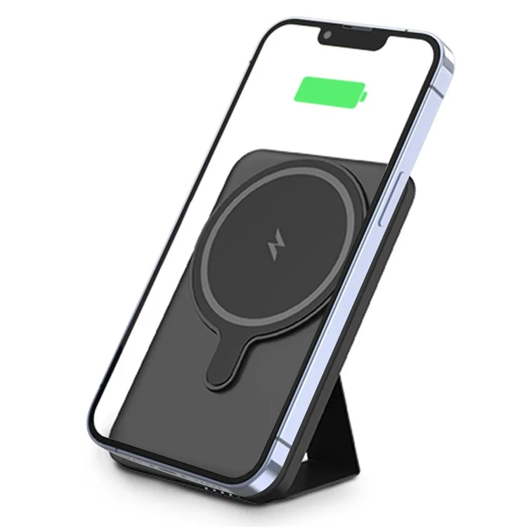 ZHX-PB12 Für iPhone 15 / 14 / 13 / 12 Serie Power Bank Stand 5000mAh Batterie Pack 15W Wireless Fast Charger - Schwarz