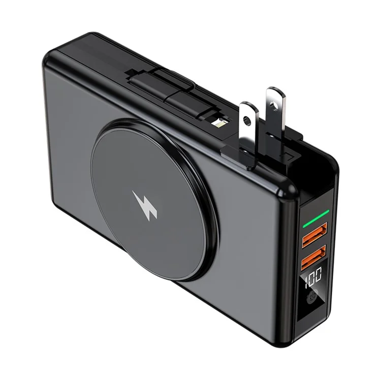 20000mah Magnetic Wireless Power Bank 15w Carregador De Telefone Portátil PD 20W Pacote De Bateria Da Bateria Do Telefone Da Bateria Do Telefone - Preto