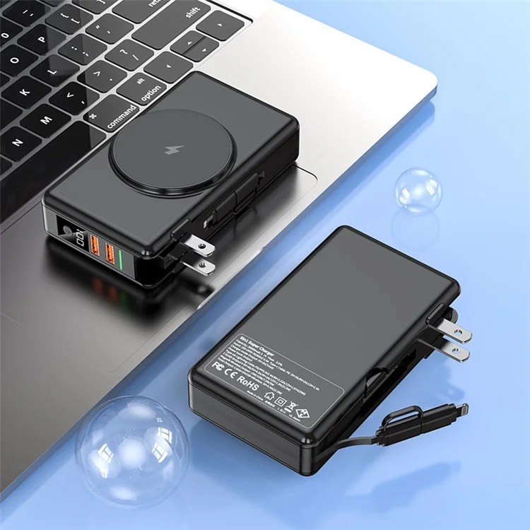20000mah Magnetic Wireless Power Bank 15w Carregador De Telefone Portátil PD 20W Pacote De Bateria Da Bateria Do Telefone Da Bateria Do Telefone - Preto