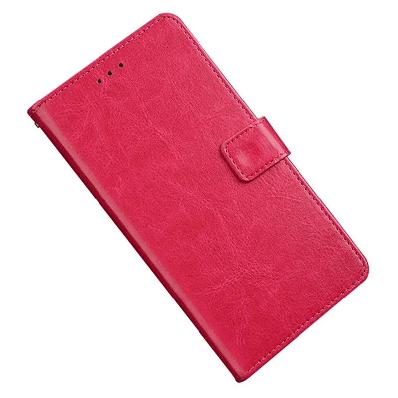 For Alcatel 1 (2021) Crazy Horse Leather Folio Flip Case Wallet Stand Magnetic Mobile Phone Cover - Rose
